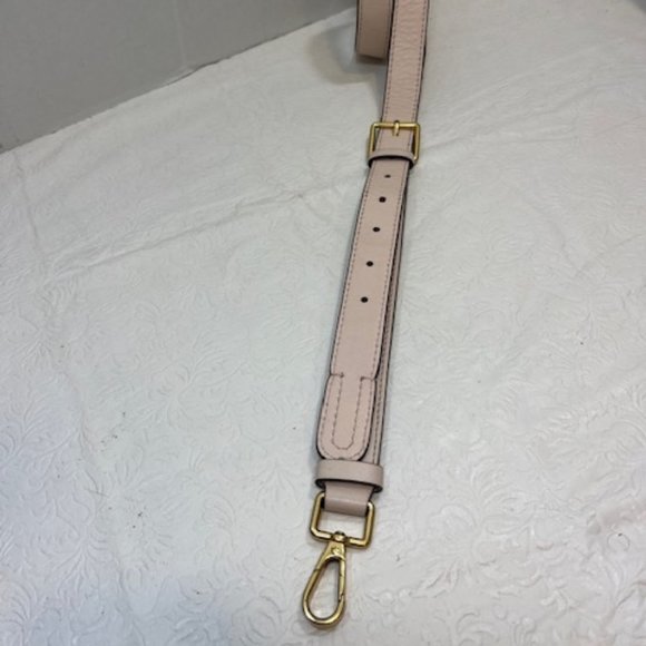 Cole Haan Replacement Bag Strap Lite Pink Leather Gold Toned Push Gate Snap Hook - Picture 8 of 12